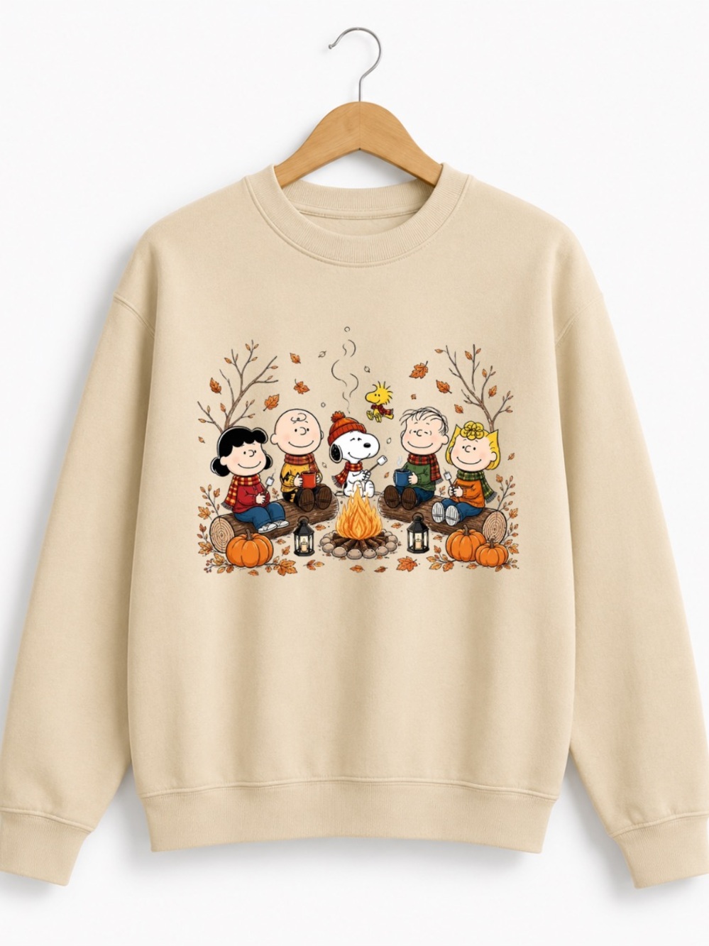 Sand Autumn Campfire Graphic Sweatshirt - Characters | Fall Sweatshirt